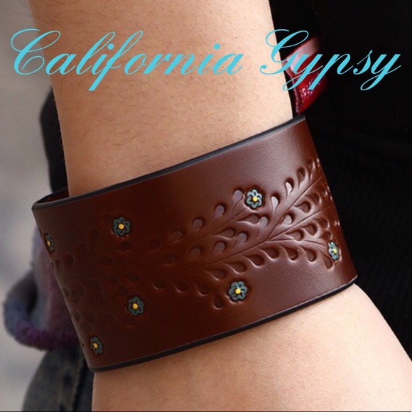 Retro Tooled Western Floral Boho Cuff - Picture 6 of 6
